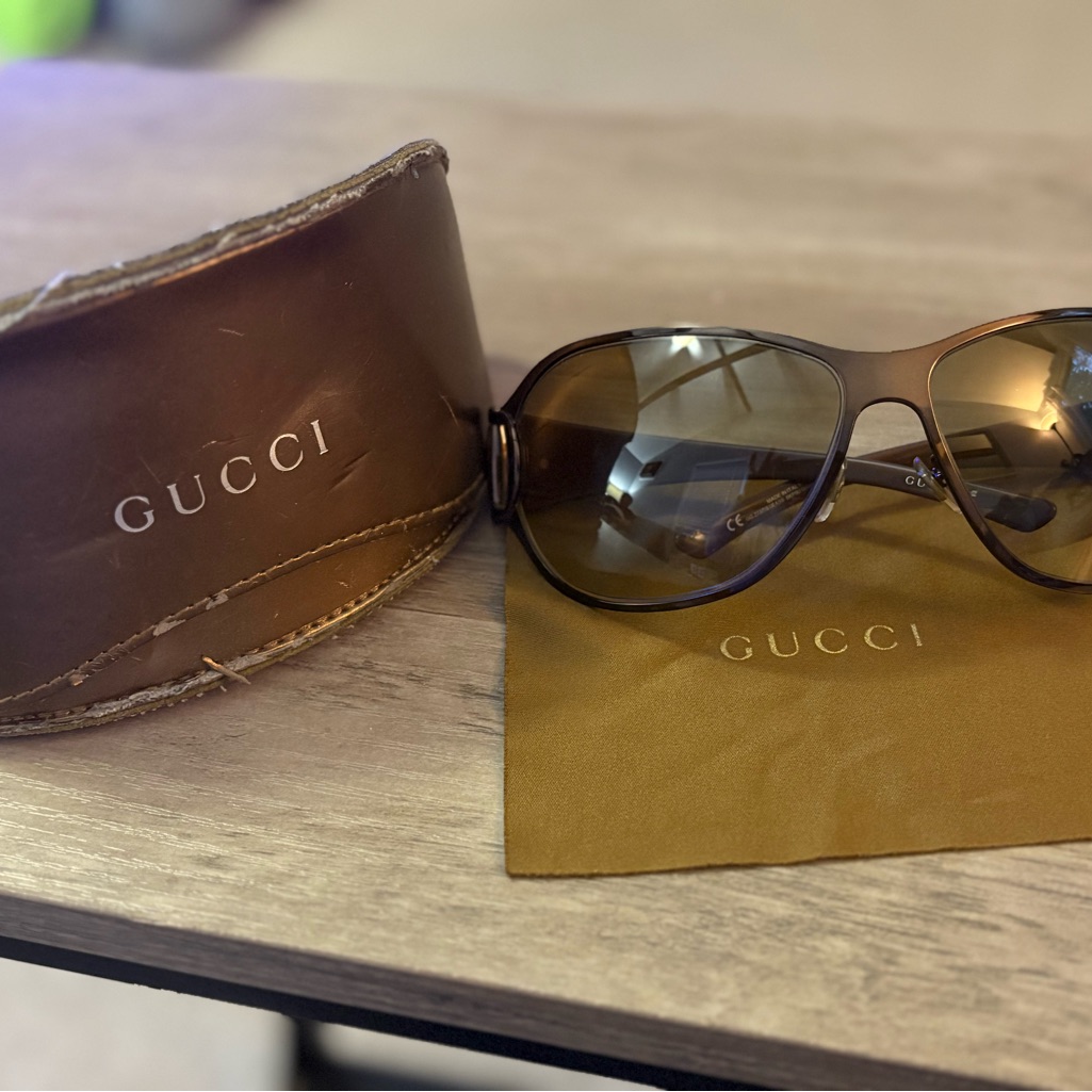 Gucci Dark Brown Designer Sunglasses Oversized Bronze Women’s